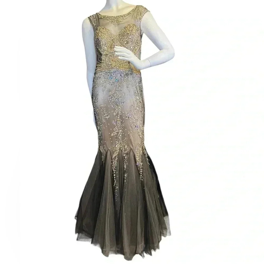 GLS Embellished Lace Mermaid Dresss With Beautiful Sequins and crystals.